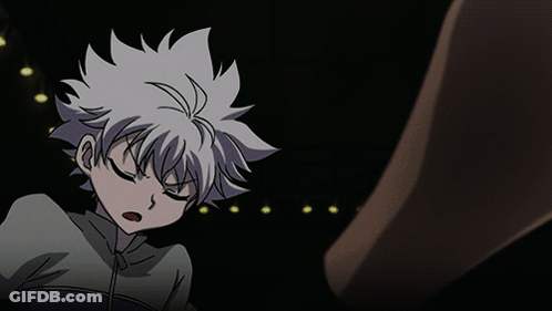 A Cartoon Character With White Hair And A Purple Jacket GIF