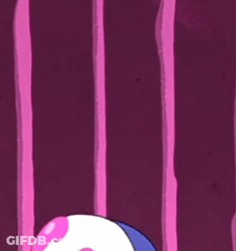 A Cartoon Character With White Hair And Pink Hearts On His Head . GIF