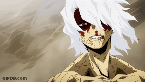 A Cartoon Character With White Hair And Red Eyes GIF