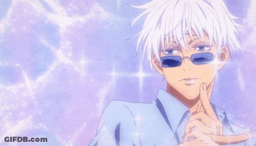 A Cartoon Character With White Hair And Sunglasses Is Making A Funny Face GIF