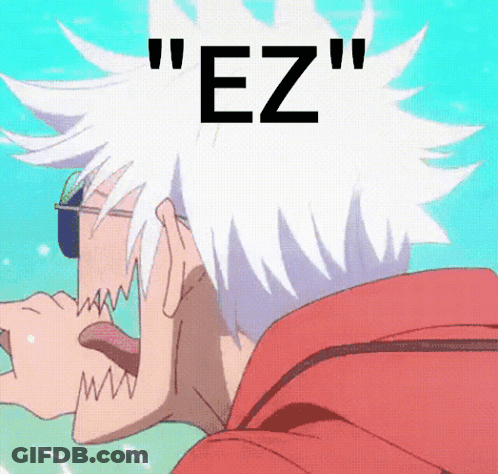 A Cartoon Character With White Hair And The Word " Ez " GIF
