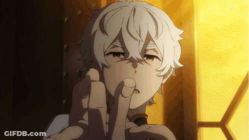 A Cartoon Character With White Hair Is Making A Shhh Gesture GIF
