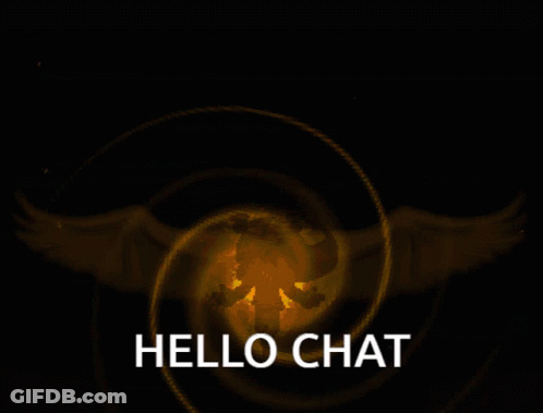 A Cartoon Character With Wings And The Words Hello Chat GIF