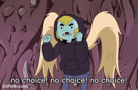 A Cartoon Character With Wings And The Words No Choice GIF