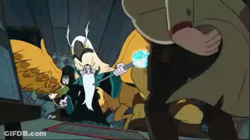 A Cartoon Character With Wings Is Holding A Magic Wand . GIF