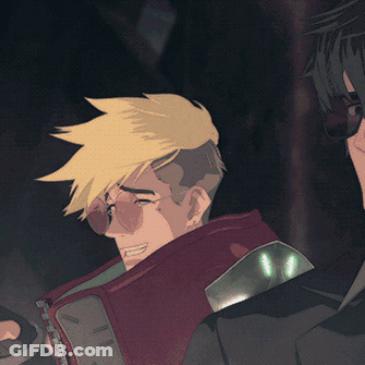 A Cartoon Character With Yellow Hair And A Green Glove GIF