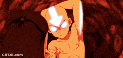 A Cartoon Character Without A Shirt Is Standing In A Cave With Glowing Eyes And A Red Background . GIF