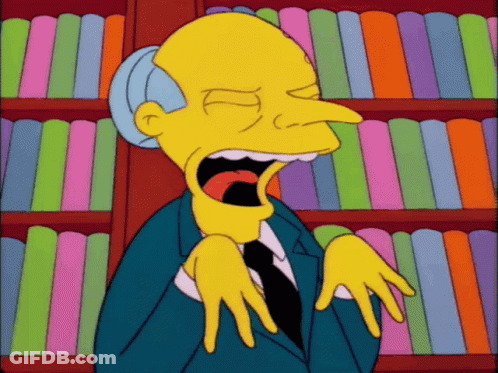 A Cartoon Character Yawning In Front Of A Book Shelf GIF