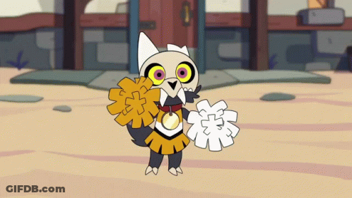 A Cartoon Cheerleader Is Holding A Bunch Of Pom Poms In Her Hands GIF