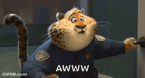 A Cartoon Cheetah In A Police Uniform Says Awwww GIF