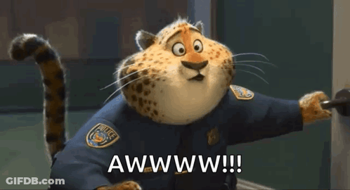 A Cartoon Cheetah Is Wearing A Police Uniform And Says Awwww !!! GIF