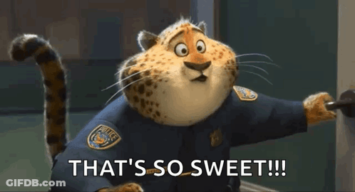 A Cartoon Cheetah Is Wearing A Police Uniform And Says That 'S So Sweet . GIF