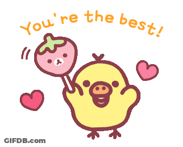 A Cartoon Chicken Holding A Lollipop With The Words " You 'Re The Best " Below It GIF