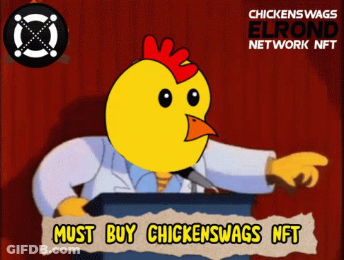 A Cartoon Chicken Is Giving A Speech About Chickenswags GIF