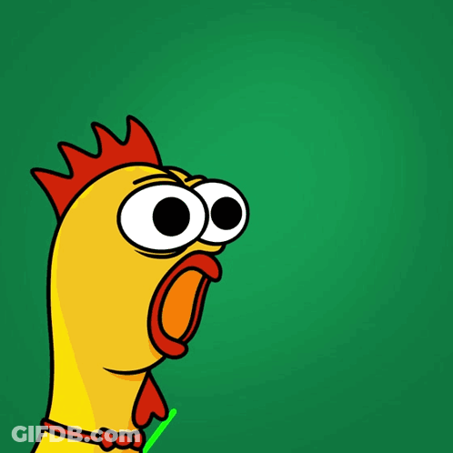 A Cartoon Chicken Is Looking At A Green Graph GIF