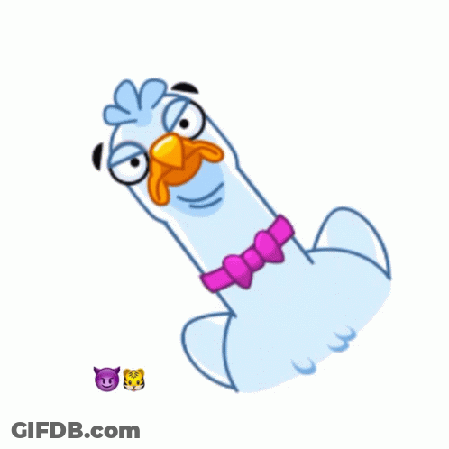 A Cartoon Chicken Is Surrounded By Triangles And A Tiger And A Devil GIF