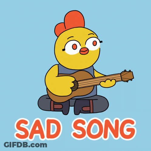 Cartoon Chicken Playing Guitar Sad Song GIF