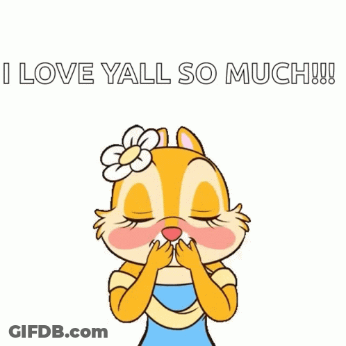 A Cartoon Chipmunk Is Surrounded By Hearts And The Words I Love Yall So Much GIF