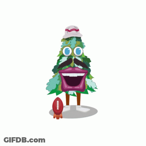 A Cartoon Christmas Tree Is Behind A Broken Glass Window GIF