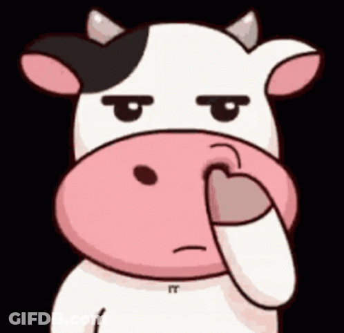 A Cartoon Cow Is Holding Its Nose Because It Has A Bad Smell . GIF