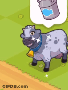 A Cartoon Cow With A Bell Around Its Neck And A Clock Around Its Neck GIF