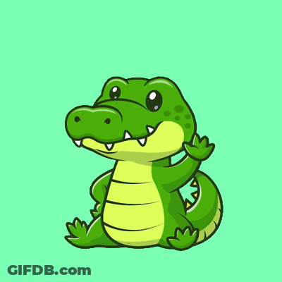 A Cartoon Crocodile Is Sitting On A Green Surface GIF