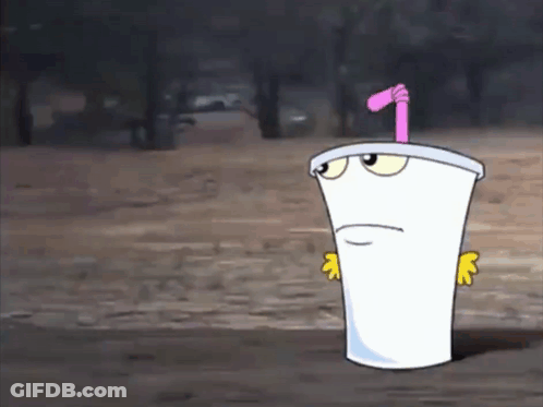 Cartoon Cup With Pink Straw On Head GIF
