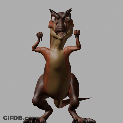 A Cartoon Dinosaur With A Very Angry Face GIF