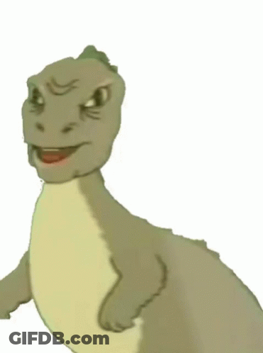 A Cartoon Dinosaur With The Word Yee On The Bottom GIF