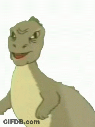 A Cartoon Dinosaur With The Word Yee Written On It GIF