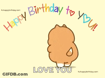 A Cartoon Dog Is Holding A Basket And Says Happy Birthday To You Love You GIF