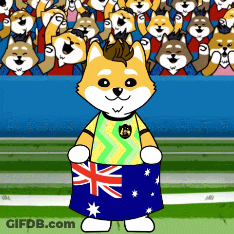 A Cartoon Dog Is Holding A British Flag In Front Of A Crowd GIF