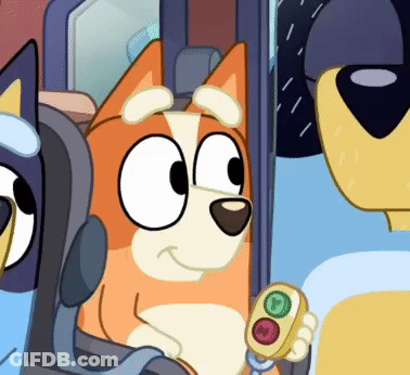 A Cartoon Dog Is Holding A Remote Control With A Red And Green Button GIF