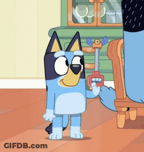 A Cartoon Dog Is Holding A Toy Gun In His Hand GIF