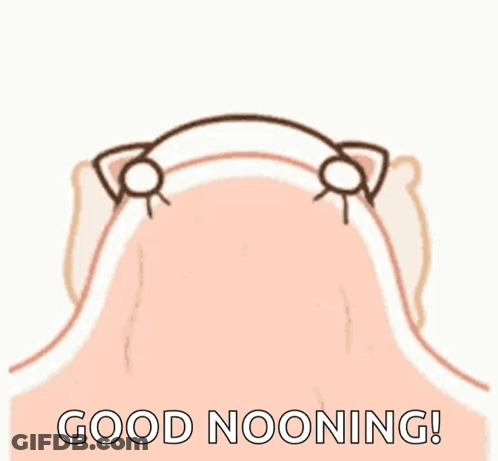 A Cartoon Dog Is Laying In Bed Under A Blanket With The Words `` Good Nooning '' Written Below It . GIF