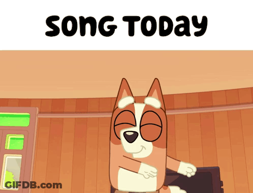 A Cartoon Dog Is Playing A Piano And The Words Song Today Are Above It GIF