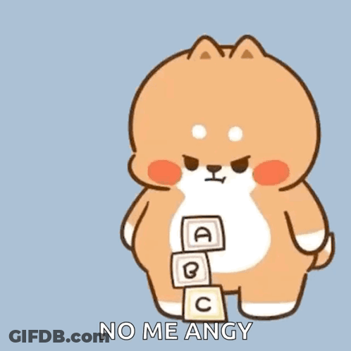 Cartoon Dog Playing With Blocks And No Me Angy Text GIF