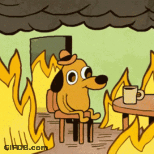 A Cartoon Dog Is Sitting In A Chair In Front Of A Fire GIF