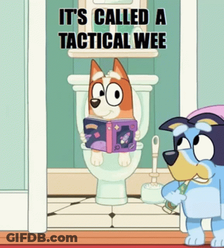 A Cartoon Dog Is Sitting On A Toilet Reading A Book GIF