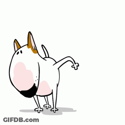 A Cartoon Dog Is Urinating On A White Surface GIF