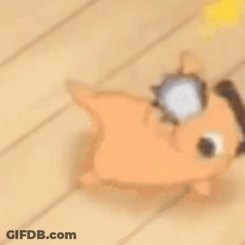 A Cartoon Dog Is Walking On A Wooden Floor With A Yellow Ball In Its Mouth . GIF