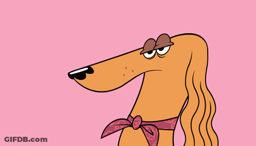 A Cartoon Dog Is Wearing A Pink Scarf Around His Neck GIF