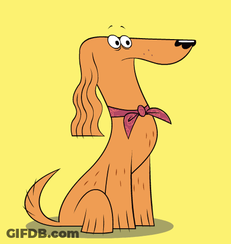A Cartoon Dog Is Wearing A Pink Scarf Around His Neck GIF