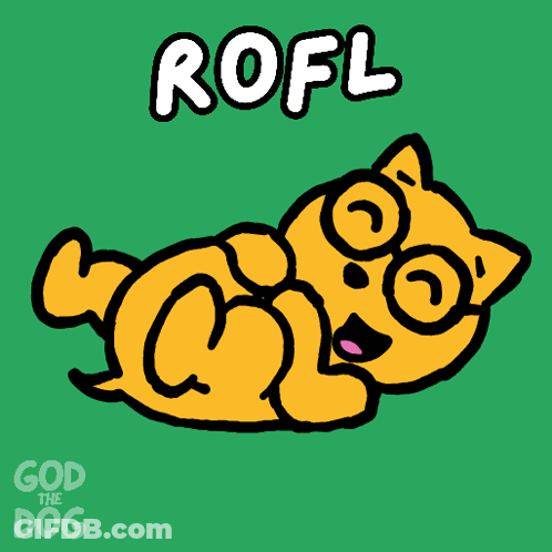 A Cartoon Dog Laying On Its Back With The Words Rofl Above It GIF