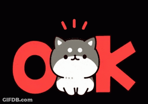 A Cartoon Dog Sits In Front Of A Large Red Ok Sign GIF