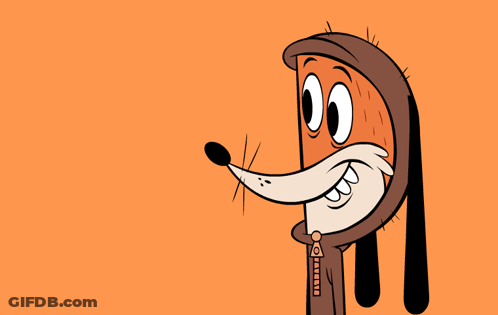 A Cartoon Dog Wearing A Hoodie With The Words ' Hahaha Nope ' Behind Him GIF