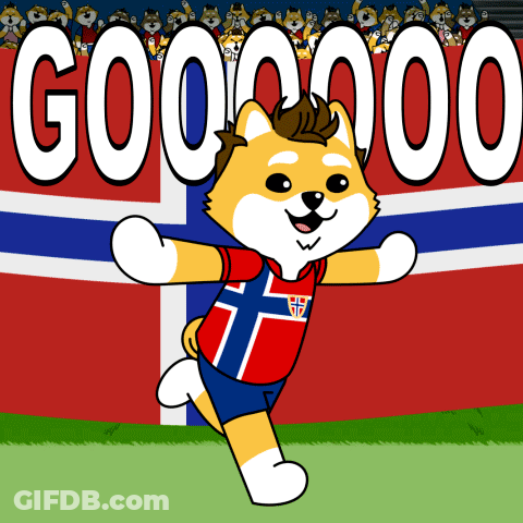 A Cartoon Dog Wearing A Jersey That Says ' Norwegian ' On It GIF