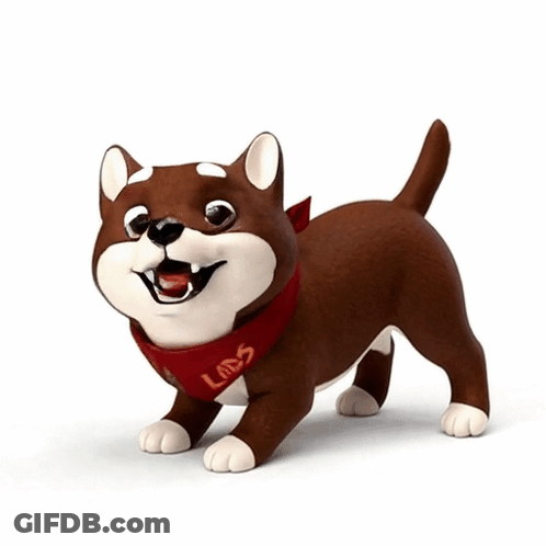 A Cartoon Dog Wearing A Red Scarf With The Word Lads On It GIF