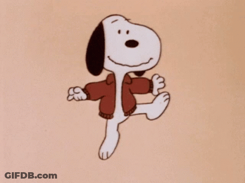 A Cartoon Dog Wearing A Red Sweater And Black Ears GIF