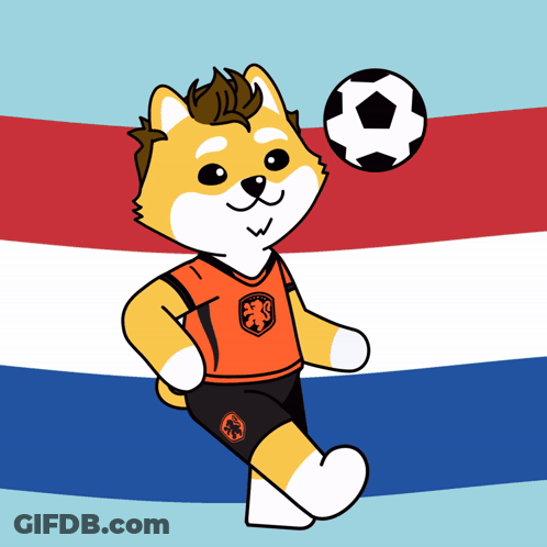 A Cartoon Dog Wearing An Orange Jersey With A Lion On It GIF